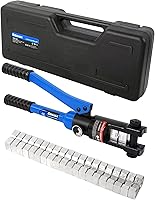 Vista 12 de AMZCNC herramienta de crimpado de terminales de cable de batería de alambre hidráulico azul de 16 toneladas con troqueles estándar de cable EE. UU.