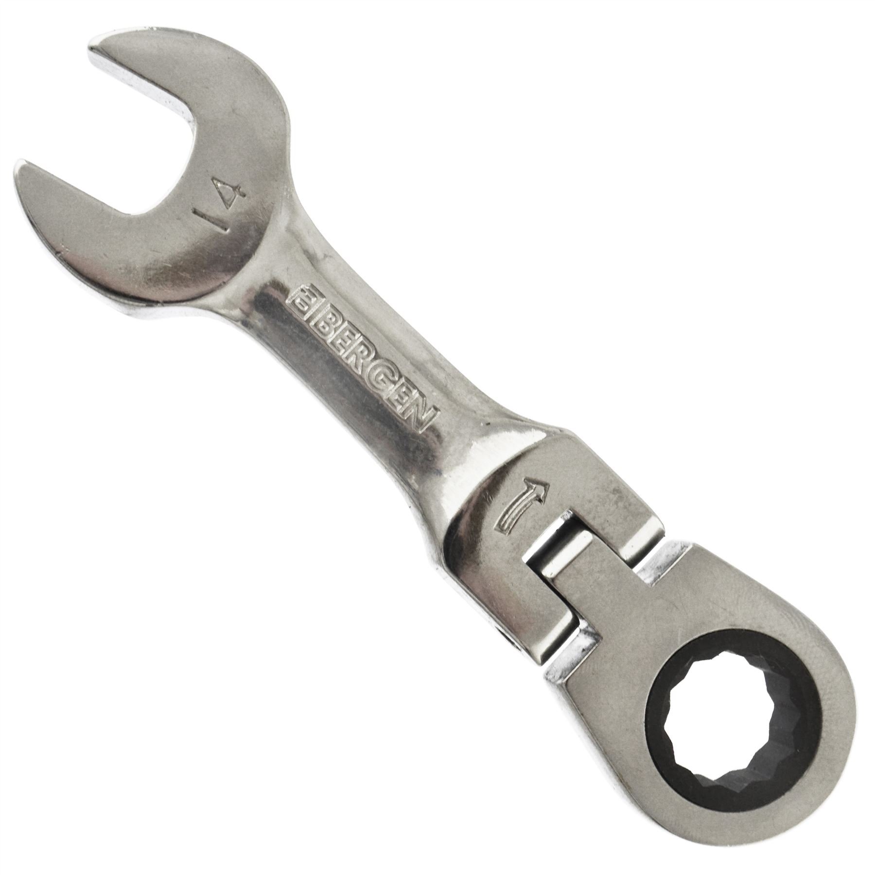 Ab Tools Chrome 14Mm Stubby Flexi Ratchet Combination Spanner Metric Wrench 72 Teeth Spn19