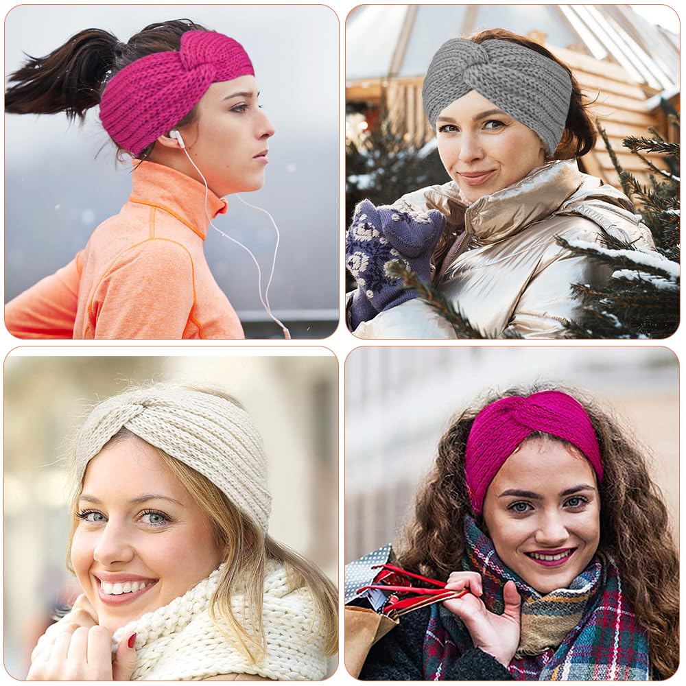 3 Pezzi Fascia Per Capelli Donna Invernale Elasticizzata A Costine - Calda E Morbida Per Il Freddo - 3