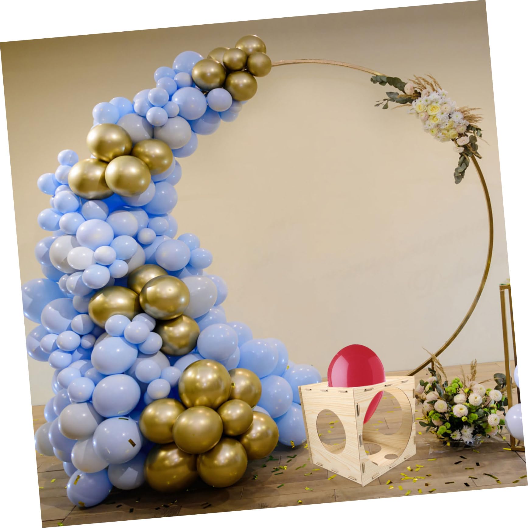 Operitacx Ballonmessgerät Zusammenklappbar Holz und Größenmarkierung mit 9 Löchern zum Messen von Ballons Einfache Bedienung für Hochzeiten und Geburtstagsfeiern