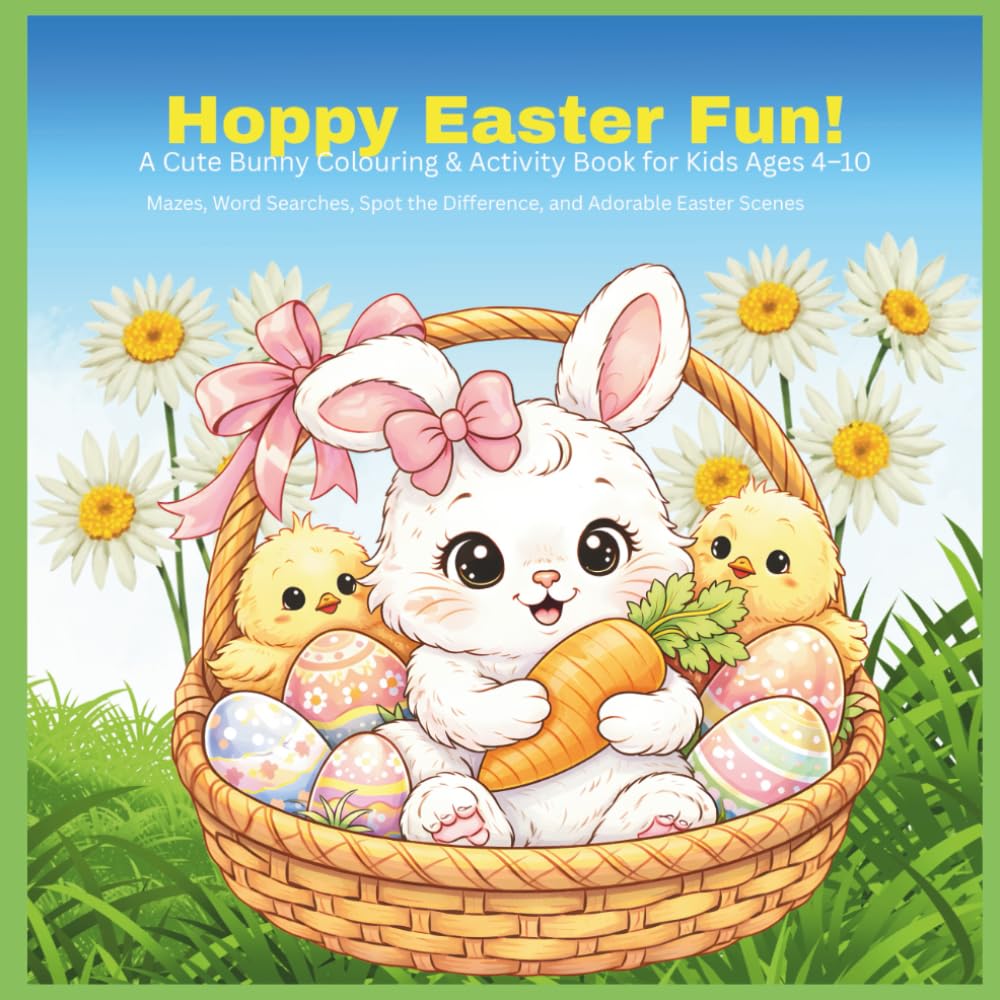 Hoppy Easter Fun!: A Cute Bunny Colouring & Activity Book for Kids Ages 4-10