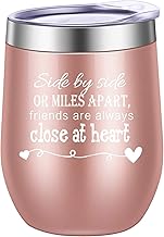 Best Side By Side or Miles Apart,Friends Are Always Close at Heart Wine Tumbler,Mug,Birthday Day Best Friends,Long Distance Friendship Gifts Review 