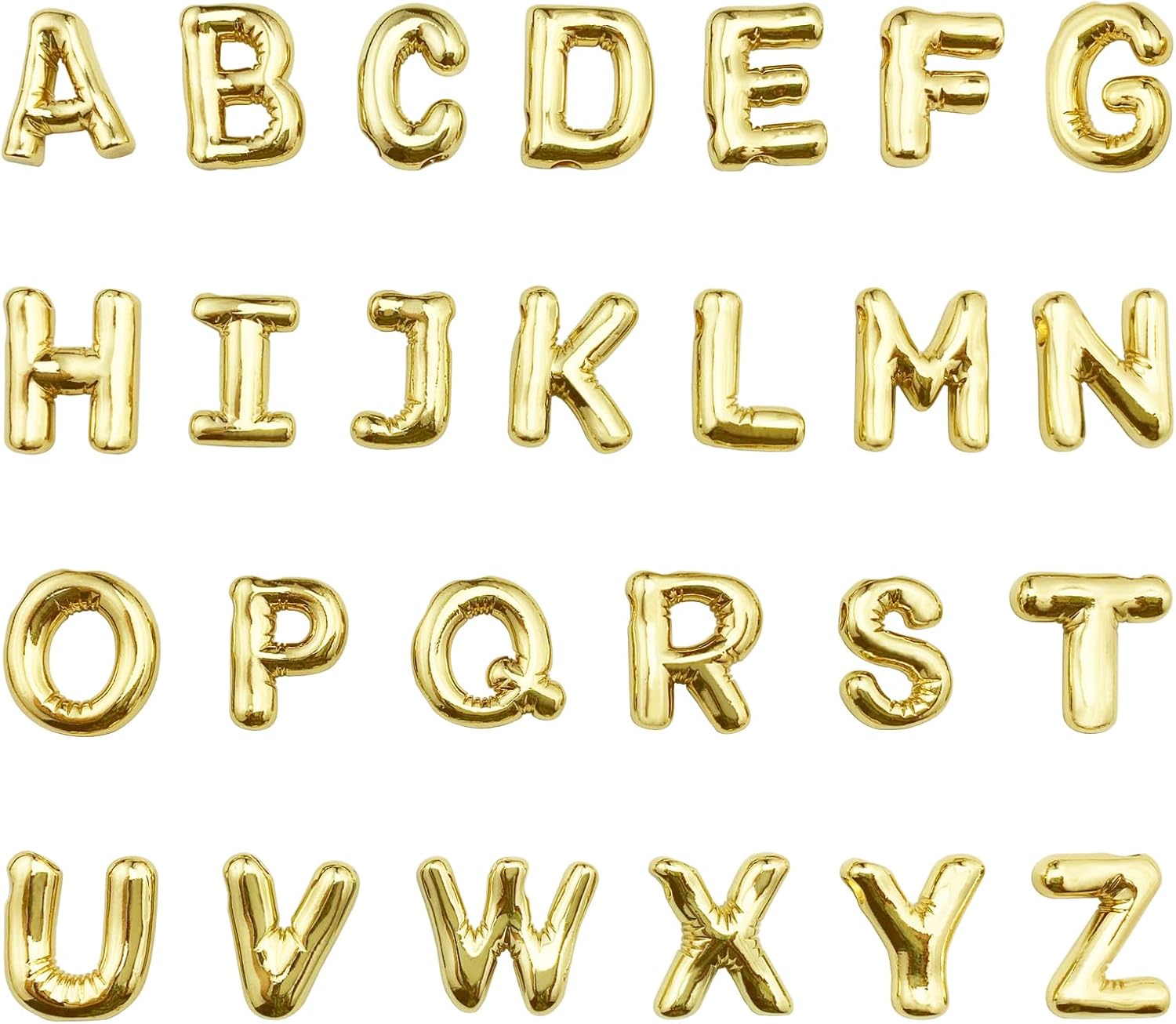 BETITETO 26pcs Bubble Letter Charms 18K Gold Plated Brass Puffy Big A-Z Alphabet Pendants for Making Jewelry Initial Necklace Name Personalized Gift DIY Craft