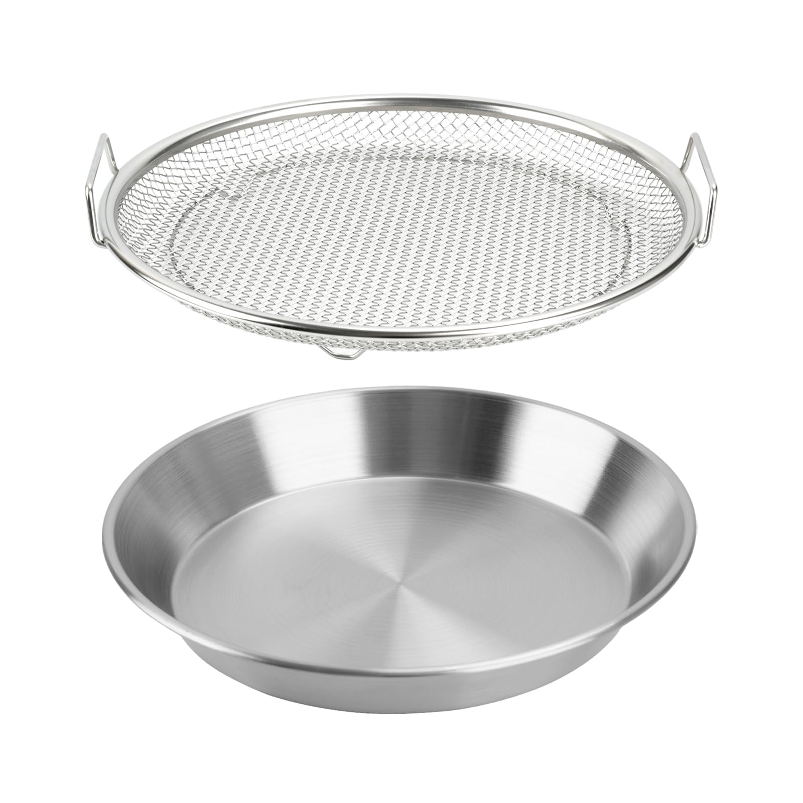 Oil Filter Tray, Stainless Steel Mesh Drain Basket Colanders Air Fryer Accessories for Fried Food Draining Rack Barbecue Grill Tray Net Draining Pan Strainer for Vegetable Dessert (8.7 Inch)