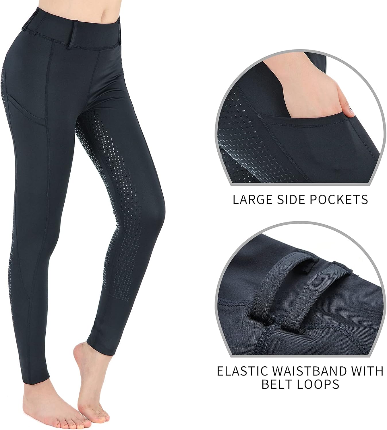 beroy Horseback Riding-Pants Girls Equestrian-Breeches - Kids Schooling Horse Tights Full Seat Silicone Pockets - Image 5