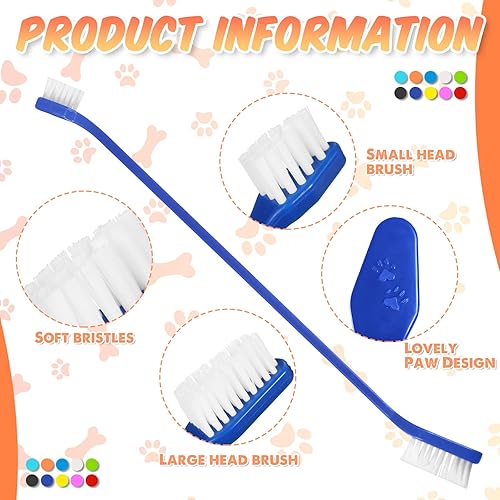Miniatura 3 de 100 cepillos de dientes para perros a granel de doble cabeza cepillo de dientes para mascotas, cerdas suaves, mango largo, doble cara para aseo de