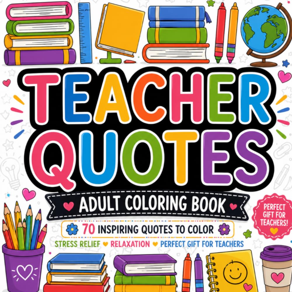 Teacher Quotes Coloring Book: 70 Inspiring Quotes to Color for Relaxation, Stress Relief, Creativity, and Teacher Appreciation Gifts