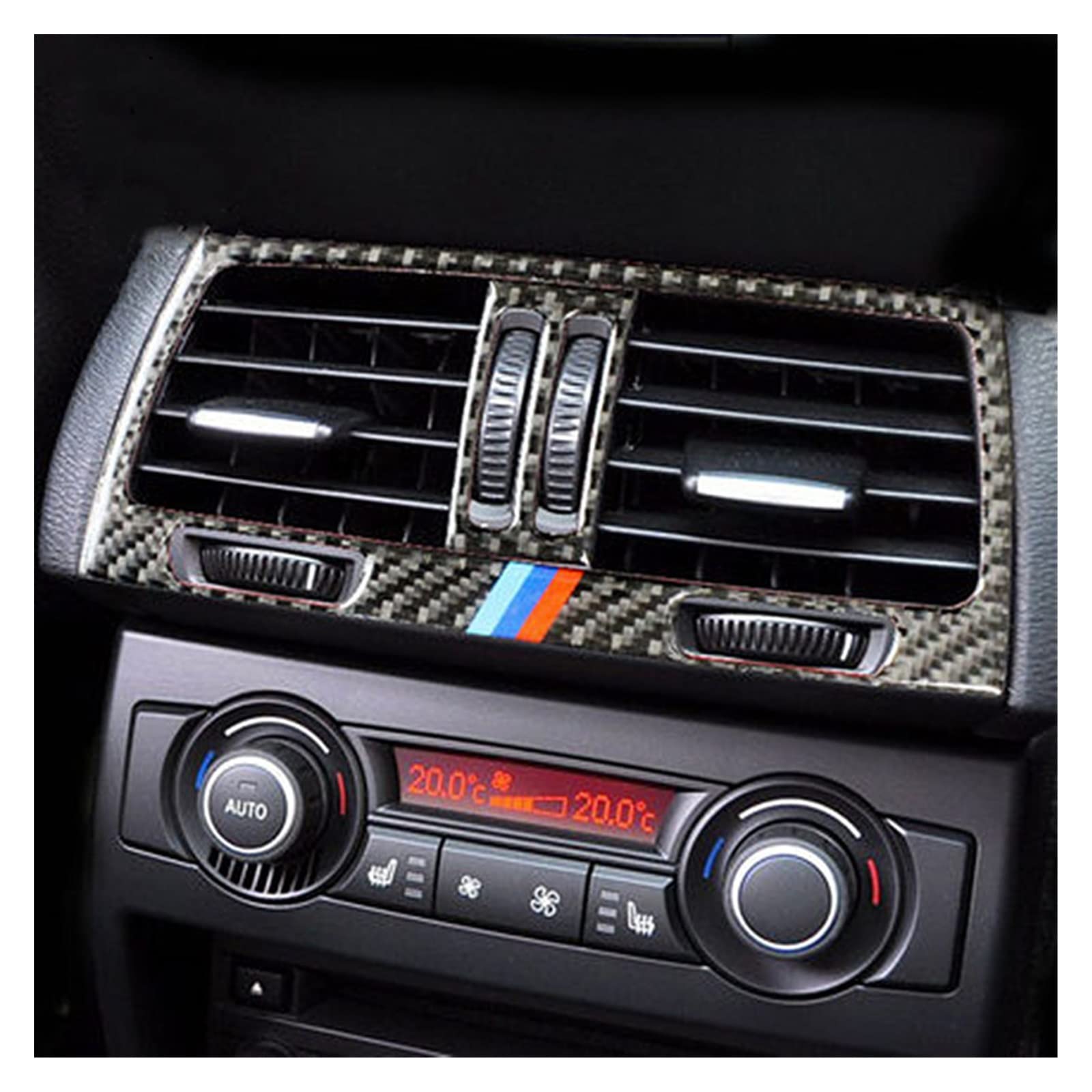 Tylny klimatyzator samochodowy z włókna węglowego osłona wylotu powietrza naklejki na panel nadające się do BMW X5 E70 X6 E71 2008-13 Auto akcesoria do przycinania zestawy naklejek ochronnych (kolor