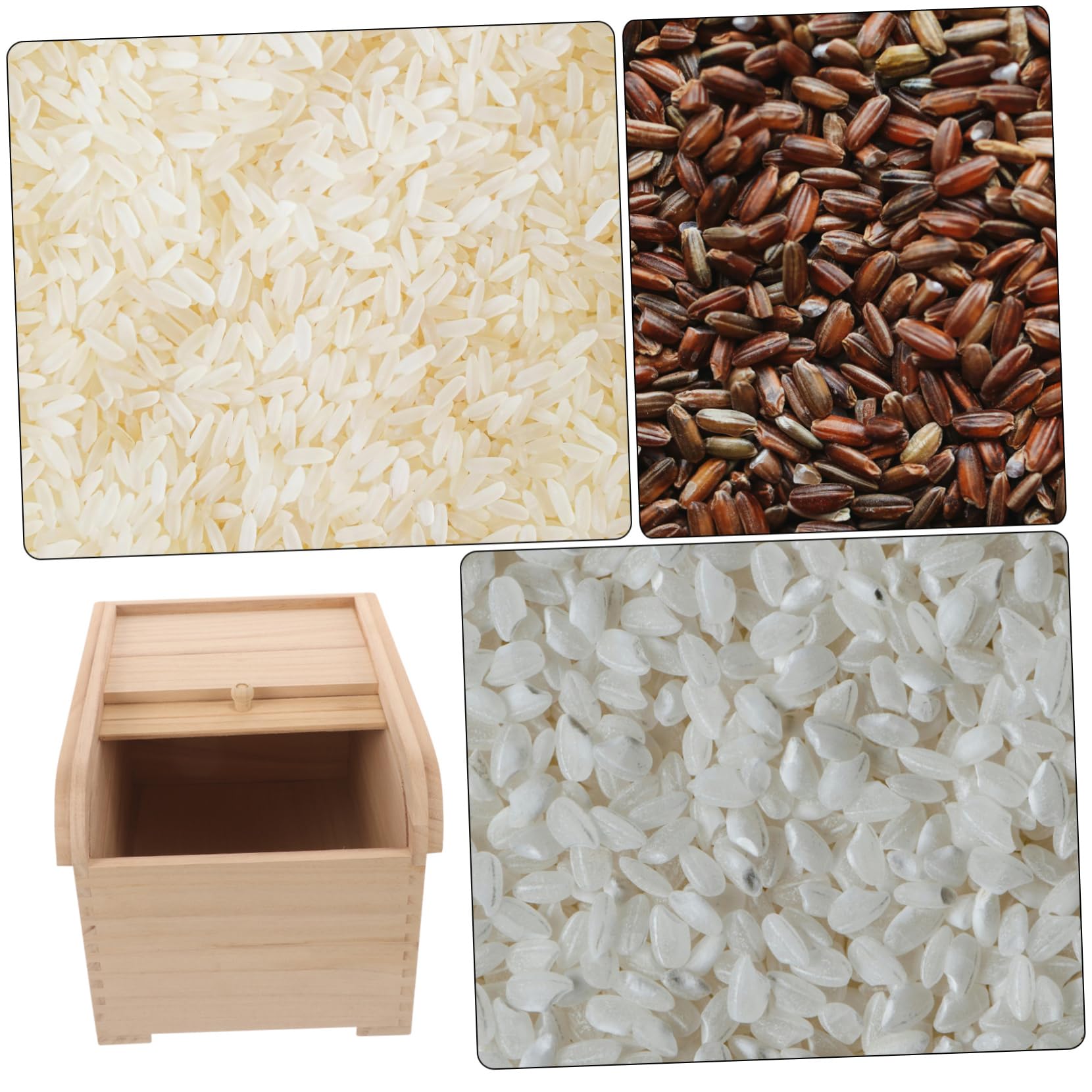 Cabilock Boîte de Rangement pour Riz en Bois 5kg, Couvercle à Rouleau