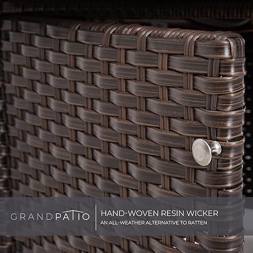 Miniatura 5 de Grand patio - Mesas de patio para fogata de gas propano al aire libre de 43 pulgadas, con base de mimbre de resinarectangular