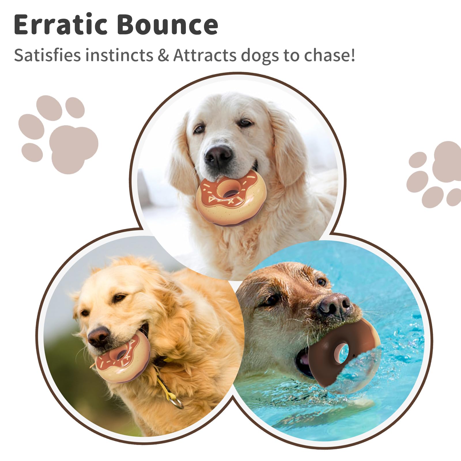 Juguetes para perros para masticadores agresivos, juguete masticable indestructible chirriante para mantenerlos ocupados, dona de goma interactiva con sabor a leche y rebote, limpieza de