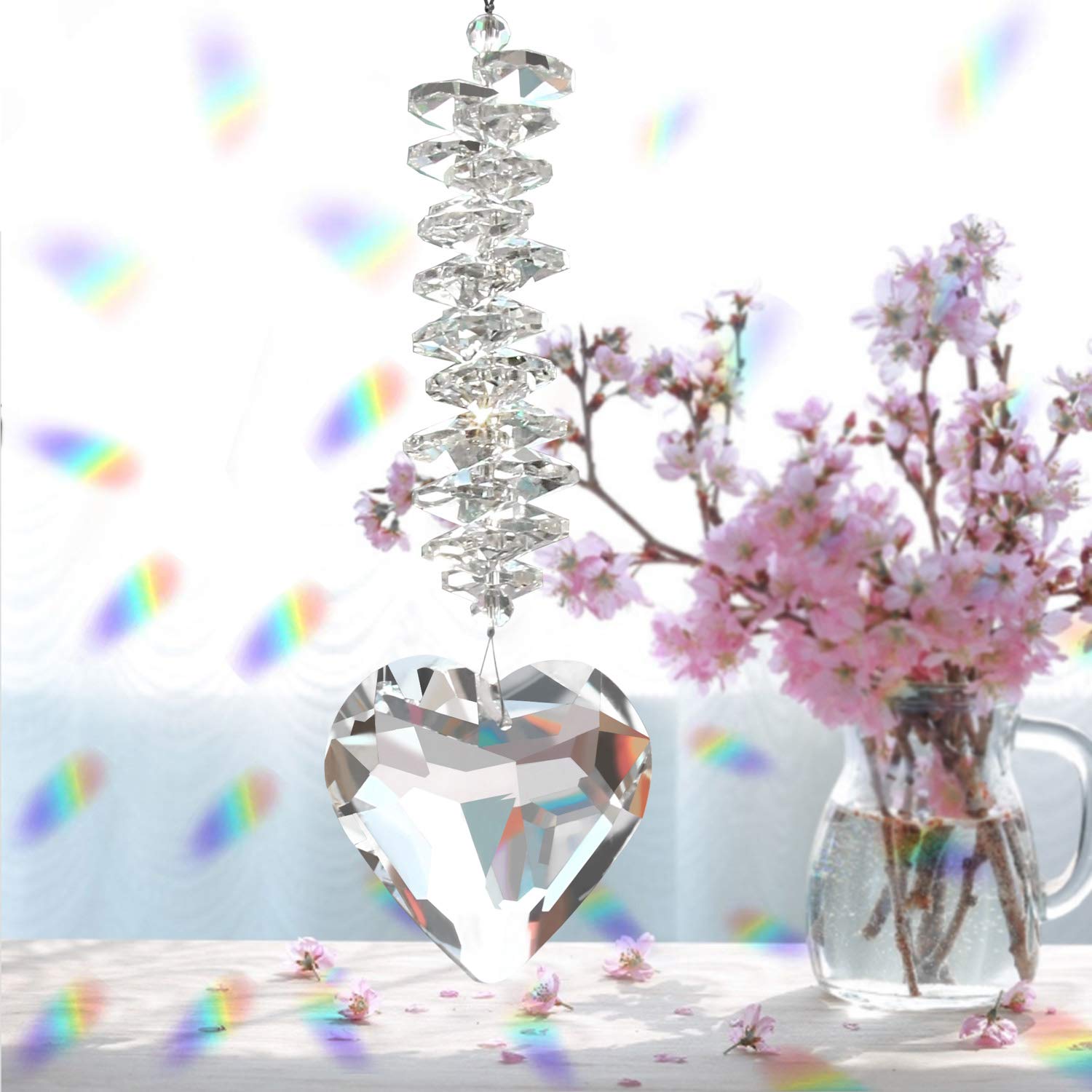 さーちん☆ハート❤︎ ❤︎ ❤︎スタンド付きサンキャッチャー✧♡ ﾊｰﾄ型ｻﾝｷｬｯﾁｬｰ【ｸﾘｱ】 | Lino ～リノ～