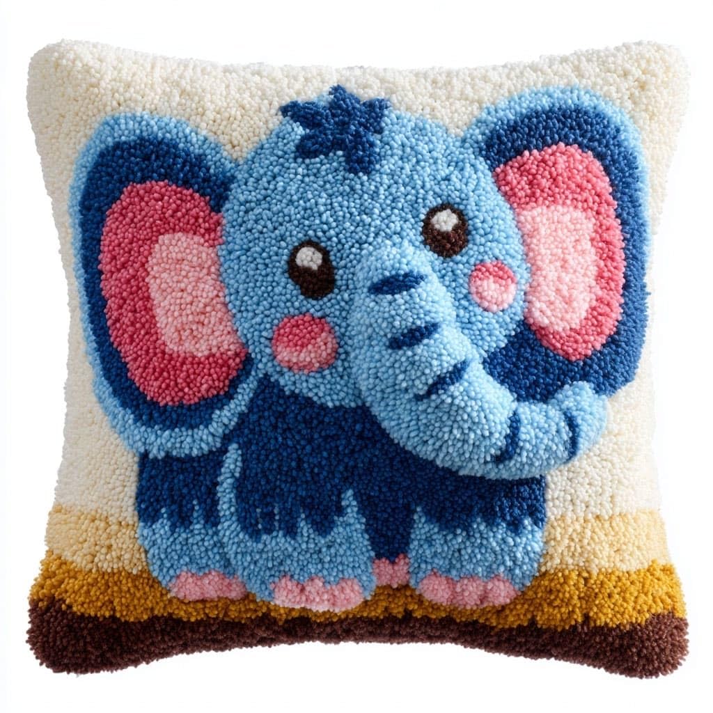 Henypt Latch Hook Cushion Kits, Elephant