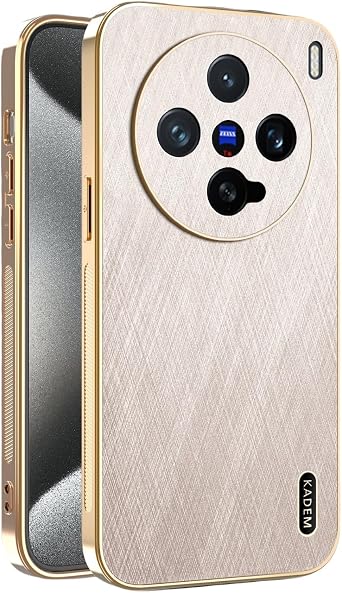 Phone Case for Vivo X200 Ultra Shockproof, Golden Thread Texture for Vivo X200 Ultra Case Silicone Slim Electroplated Black Cover Leather Anti-Fingerprint Gold