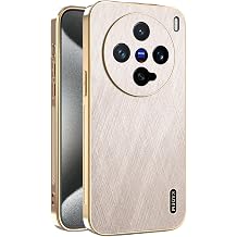 Phone Case for Vivo X200 Ultra Shockproof, Golden Thread Texture for Vivo X200 Ultra Case Silicone Slim Electroplated Black Cover Leather Anti-Fingerprint Gold