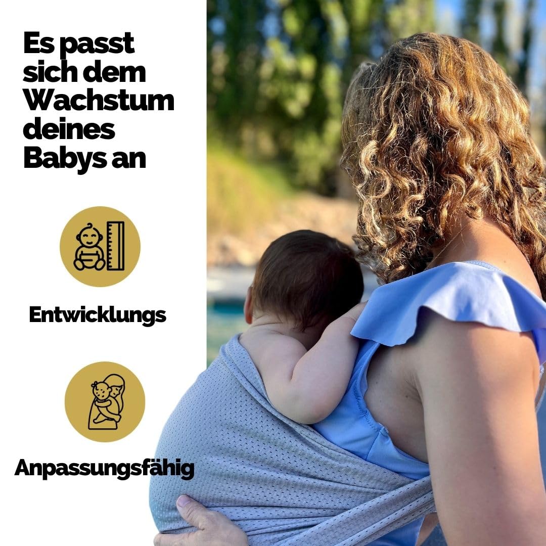 Amarsupiel | Baby-Wasserträger | Baby Wasser Schultergurt | Ultraschnell trocknende | Ergonomische Babytrage | OEKOTEX | Zertifikat Made in Spain |Grau