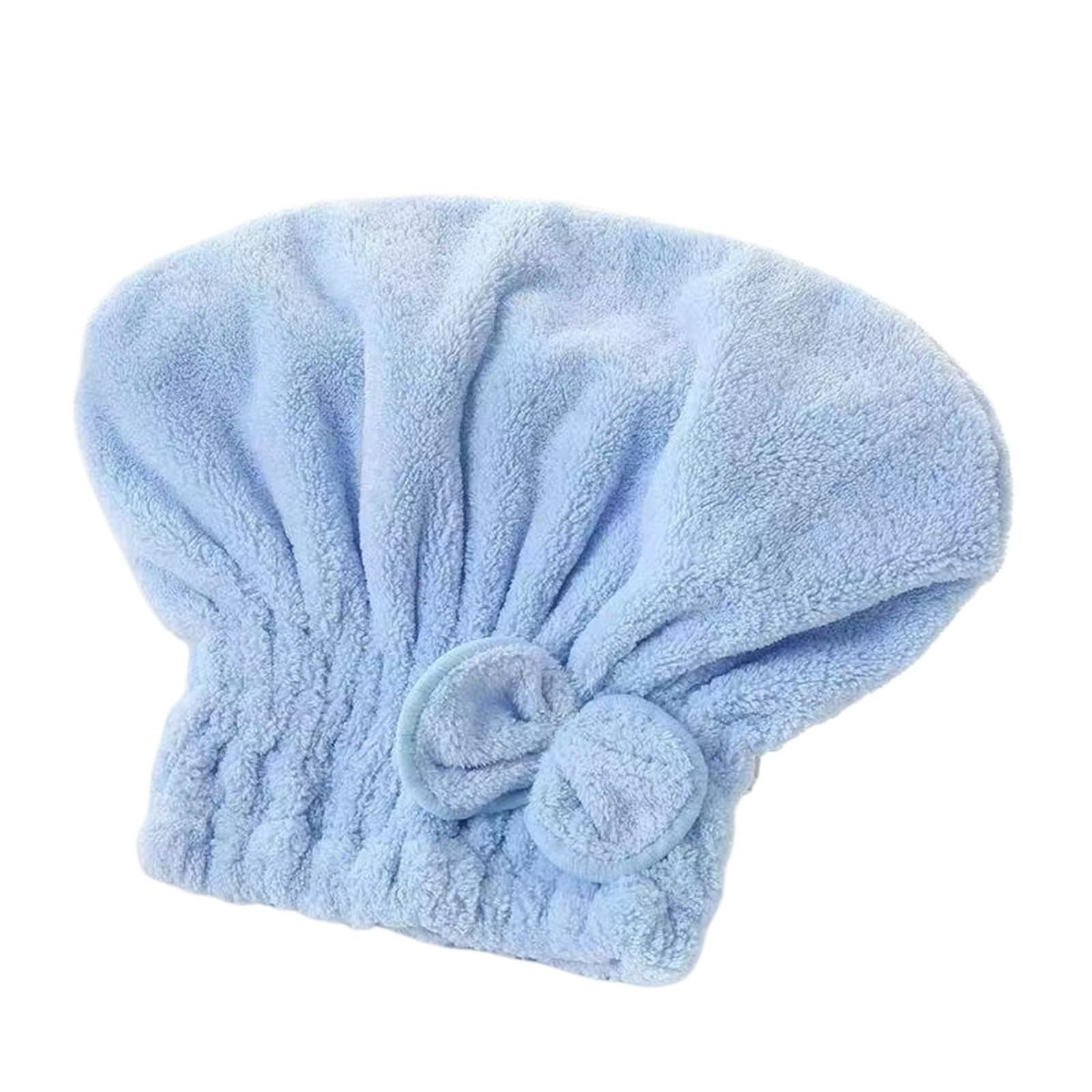 SUODEBYY Hair Towel 1Pc Microfiber Hair Drying Towels Head Wrap With Bow-Knot Shower Cap Turban HairWrap Bath For Curly Long Wet(Blue)