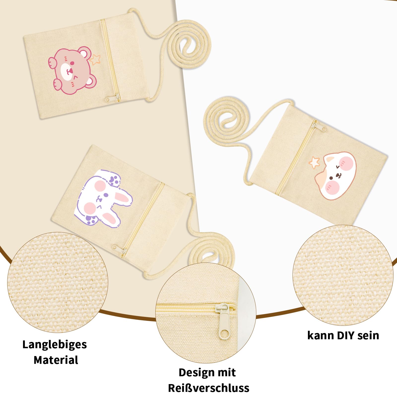 ErShiPing Stoffbeutel Zum Bemalen 18-teilig - DIY Bastelset Mit Wachsmalstiften
