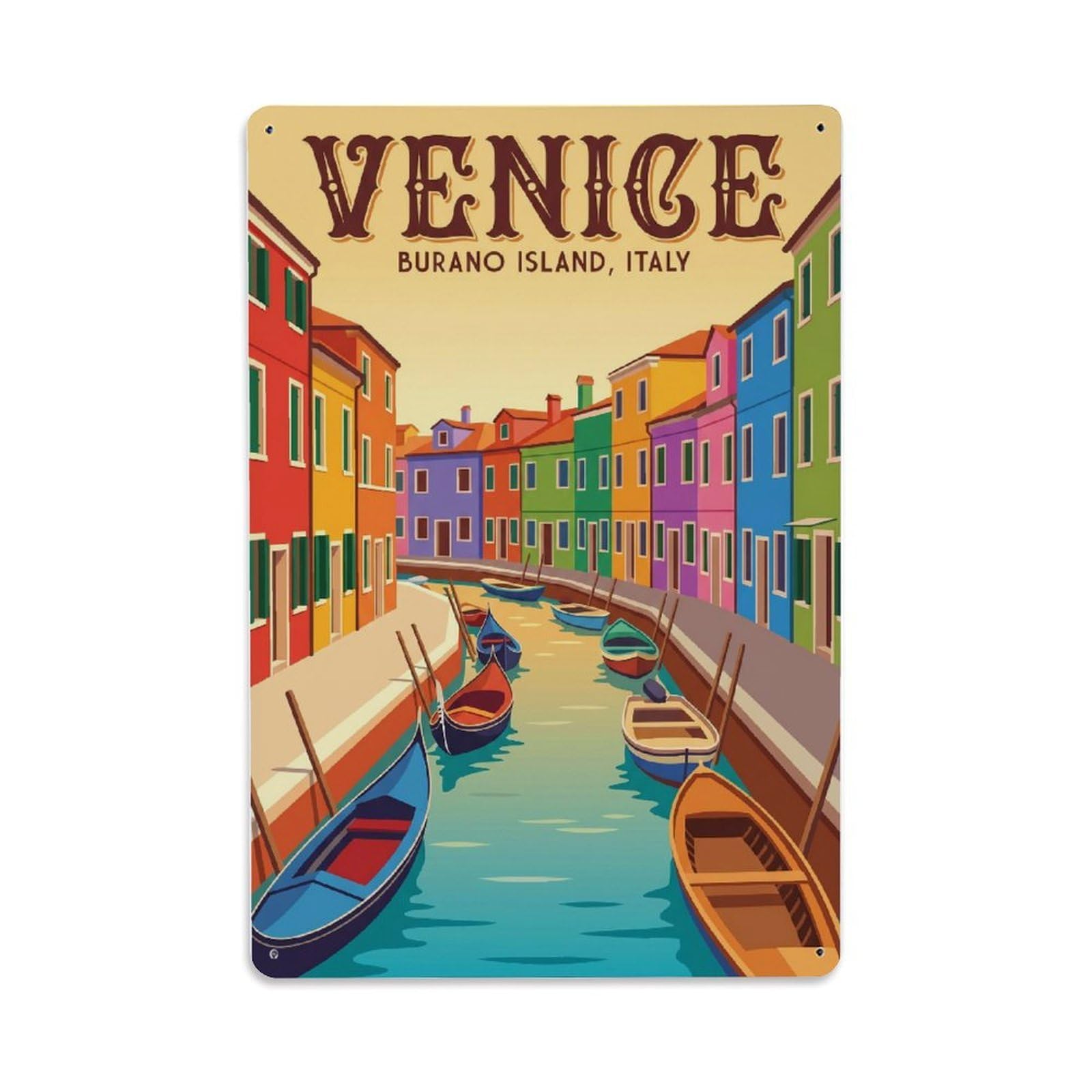 Vintage Travel Island Italy Colorful Metal Tin Sign Plaque Wall Decor for Cafe, Club Bar, Office, Home Garden Metal Poster 8x12Inch