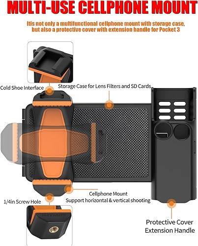 Miniatura 2 de Pocket3 Soporte de extensión de teléfono para DJI Osmo Pocket 3 Accesorios de manija de cámara Adaptador de zapata fría Montaje de expansión
