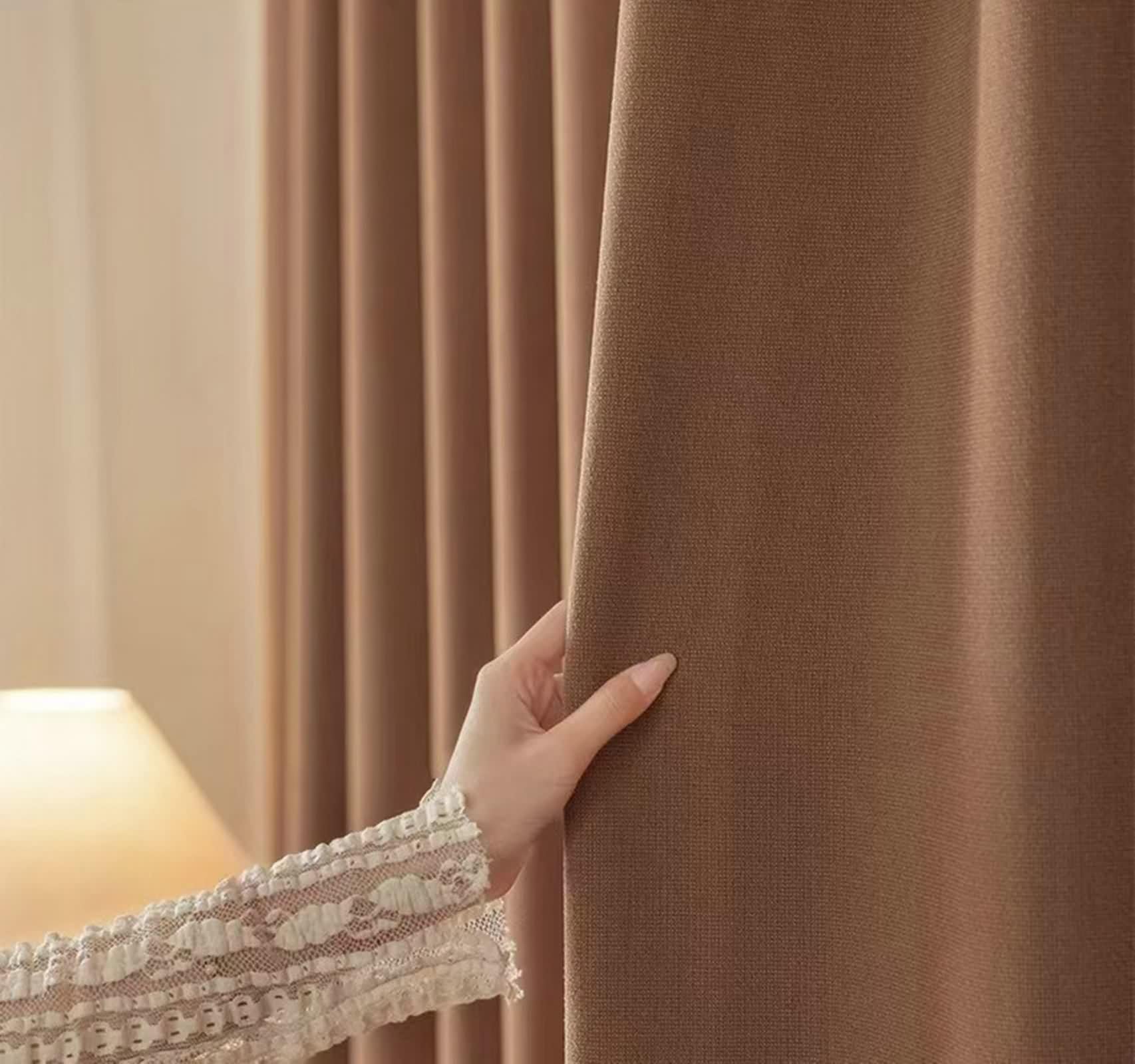 Zasłony do salonu 213 cm długości, zasłona na okna design jednolity kolor z tkanymi teksturami ciemnobrązowe zaciemnienie 2 panele 84 szer. x 213 cm dł