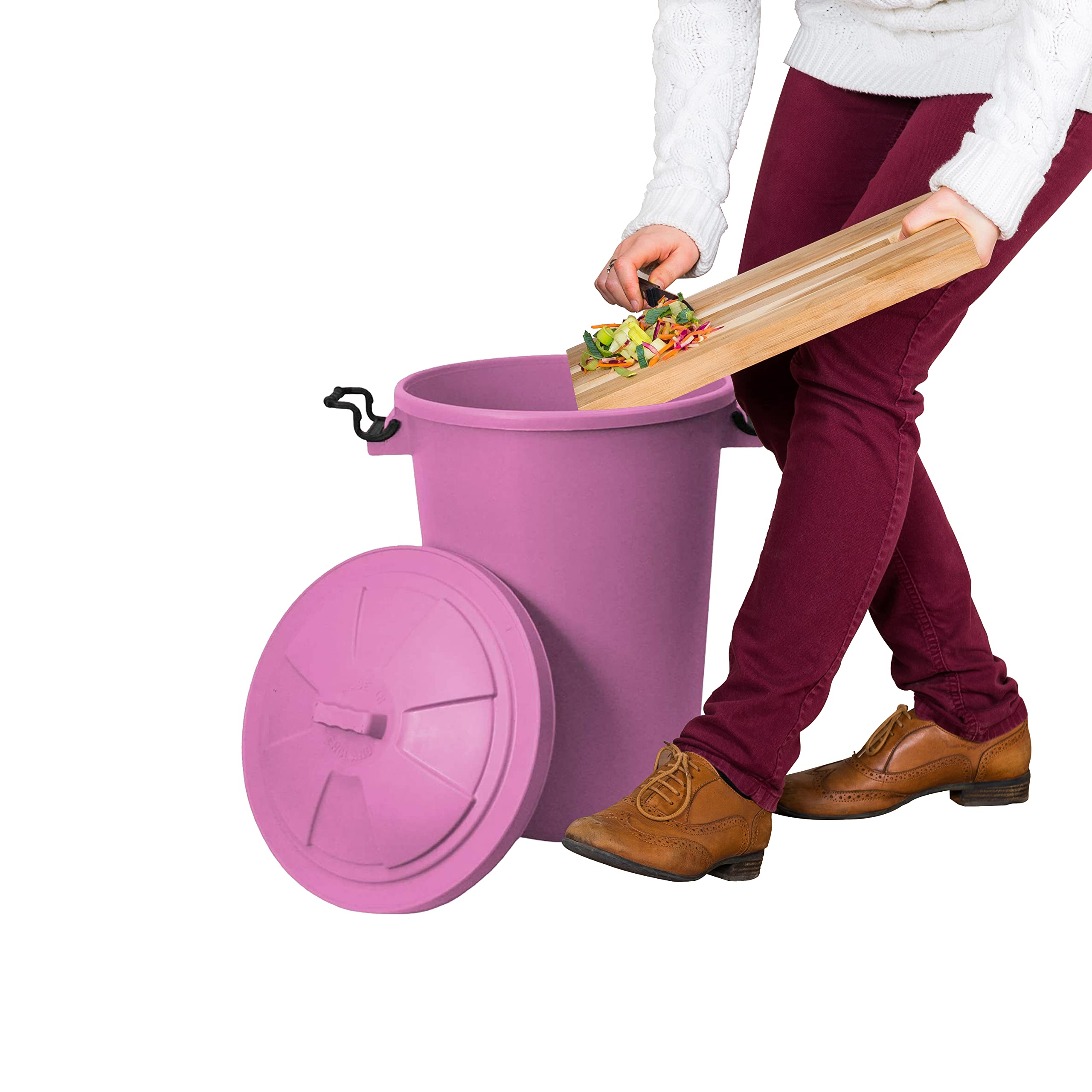 50L Litre Large Heavy Duty Plastic Bin Dustbin, Storage Unit with Locking Lid/Swing Bin Recycling Kitchen Waste Bin Rubbish Waste Animal Feed For Office Home Garden Bathroom (Dustbin, Pink)