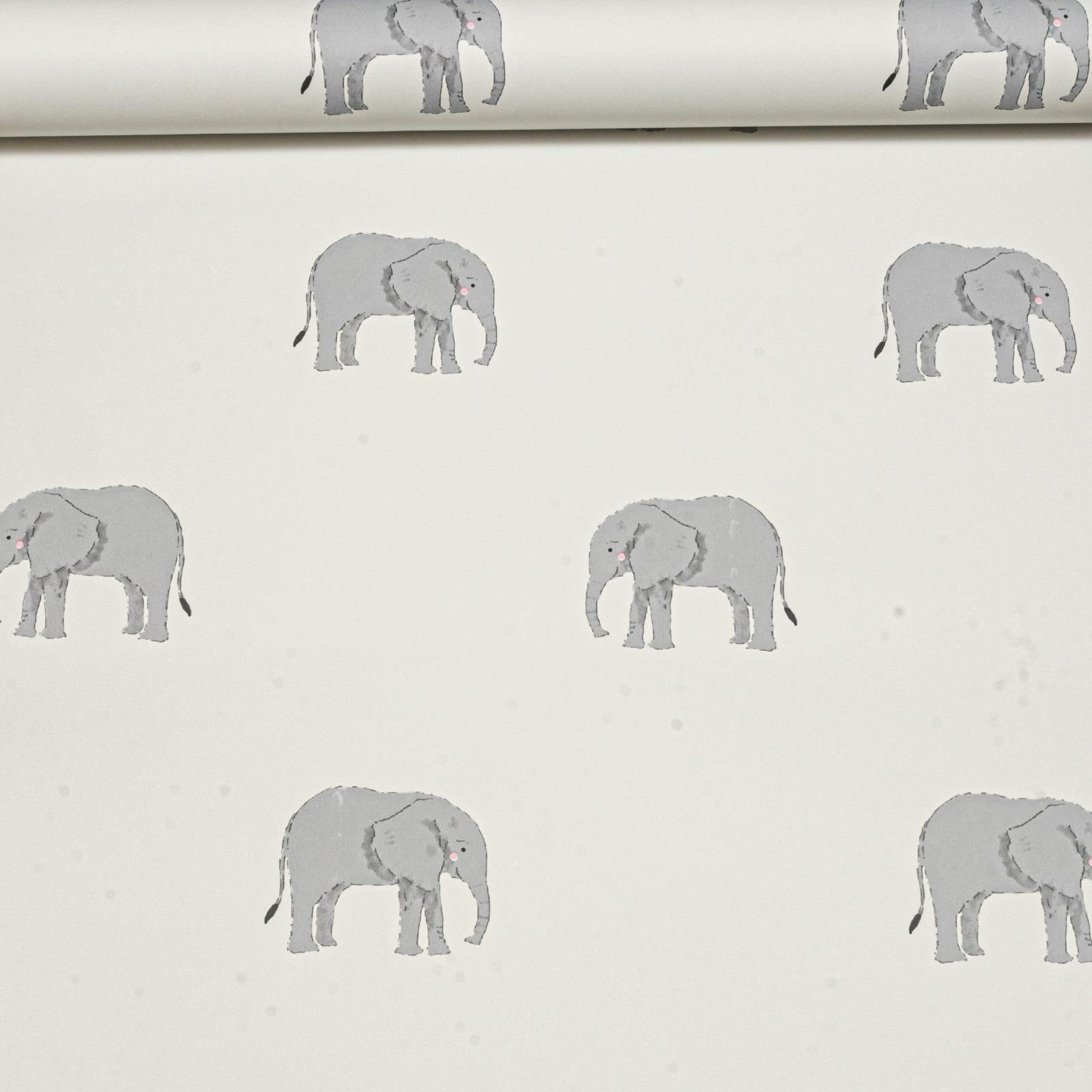 Sophie Laurence Light Sage Elephant Wallpaper – Smooth Thick Kids Wallpaper For Nursery, Playroom & Children’s Bedroom Feature Wall