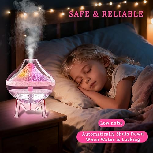 Miniatura 6 de Humidificador volcánico humidificador ultrasónico de niebla fría con sensor de humedad, silencioso, apagado automático, humidificadores para