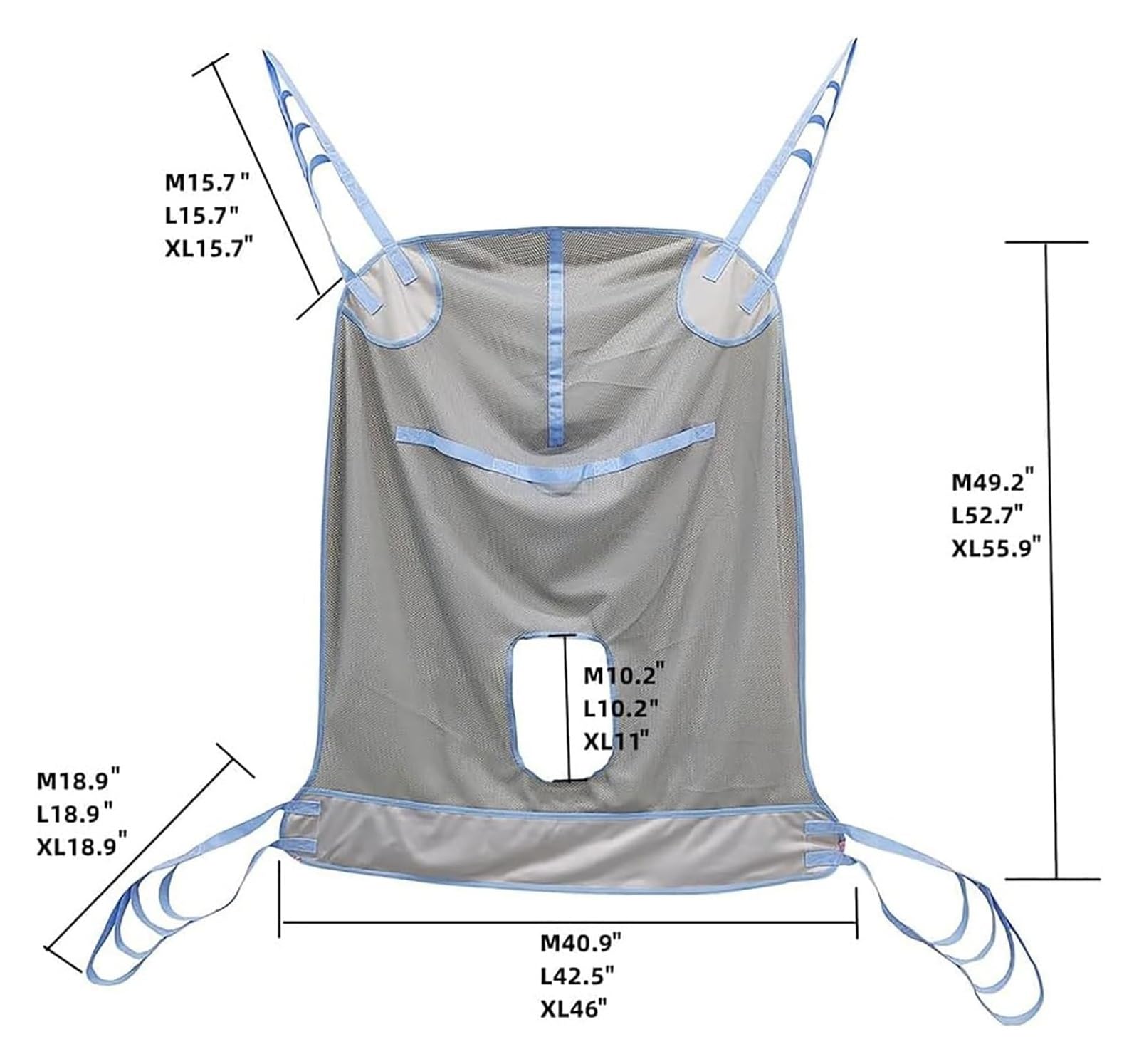 Eslinga de ducha，Traslado de paciente， Arnés de baño for elevación de pacientes Arnés de malla universal for elevación de pacientes Arnés de transferencia de cuerpo completo for ayuda al paciente
