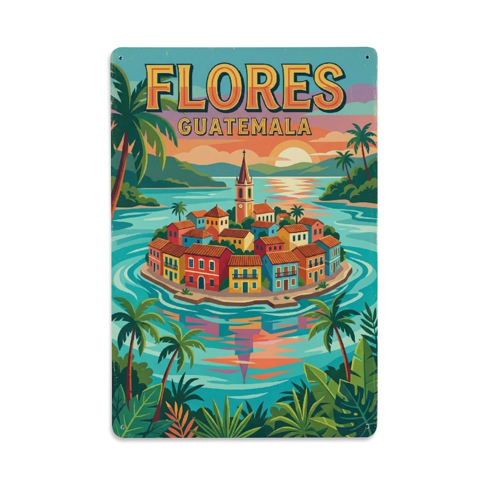 Guatemala Flores Retro Travel Metal Tin Sign