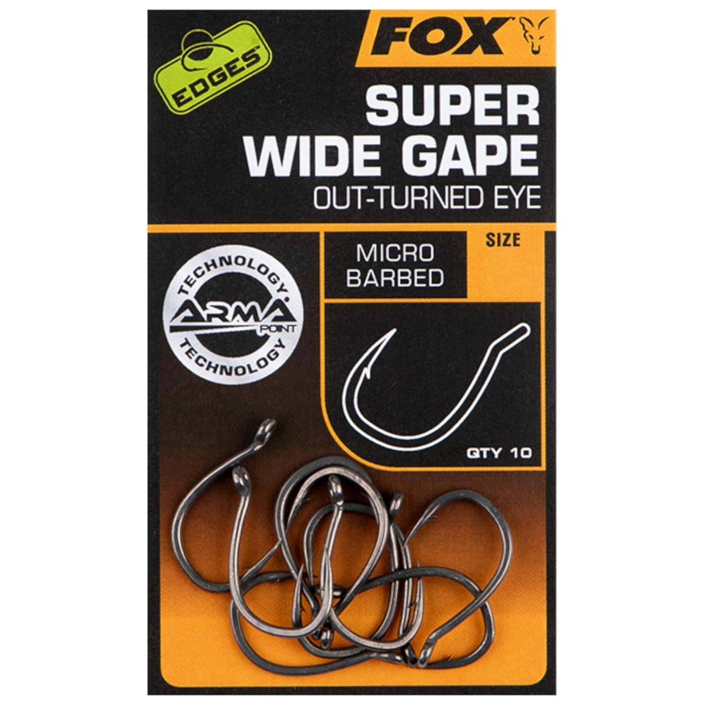 Fox Edges Super Wide Gape Out Turned Eye Micro Barbed Hook: 6