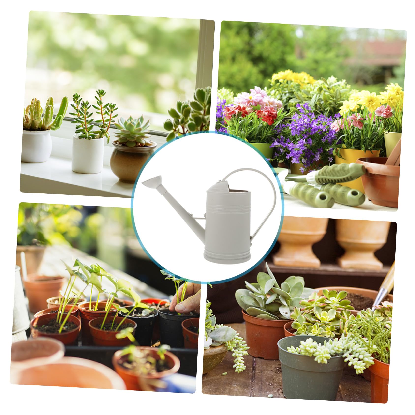 Regadera de Plástico y Acero Inoxidable de 1.8l Boquilla Larga para Riego de Flores y Césped, Adecuado para Jardín y Balcón sin Derrames