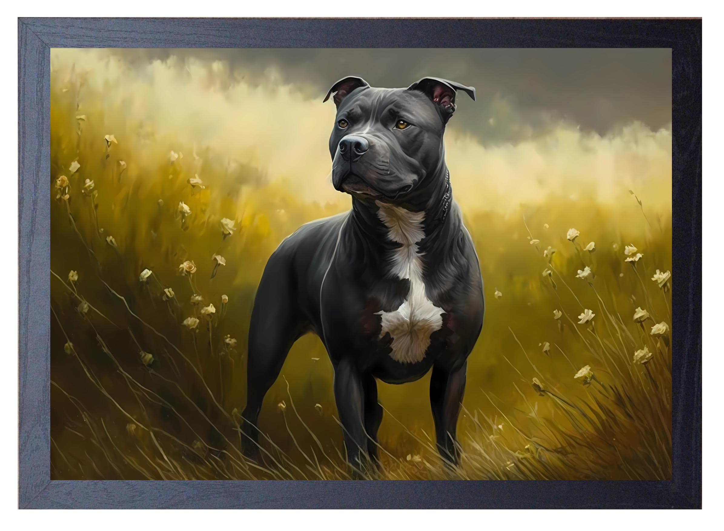 Beauitiful vivid fine art print of a Staffordshire Bull Terrier (staffy) painting (picture 8) Print size 29.7cm x 21cm