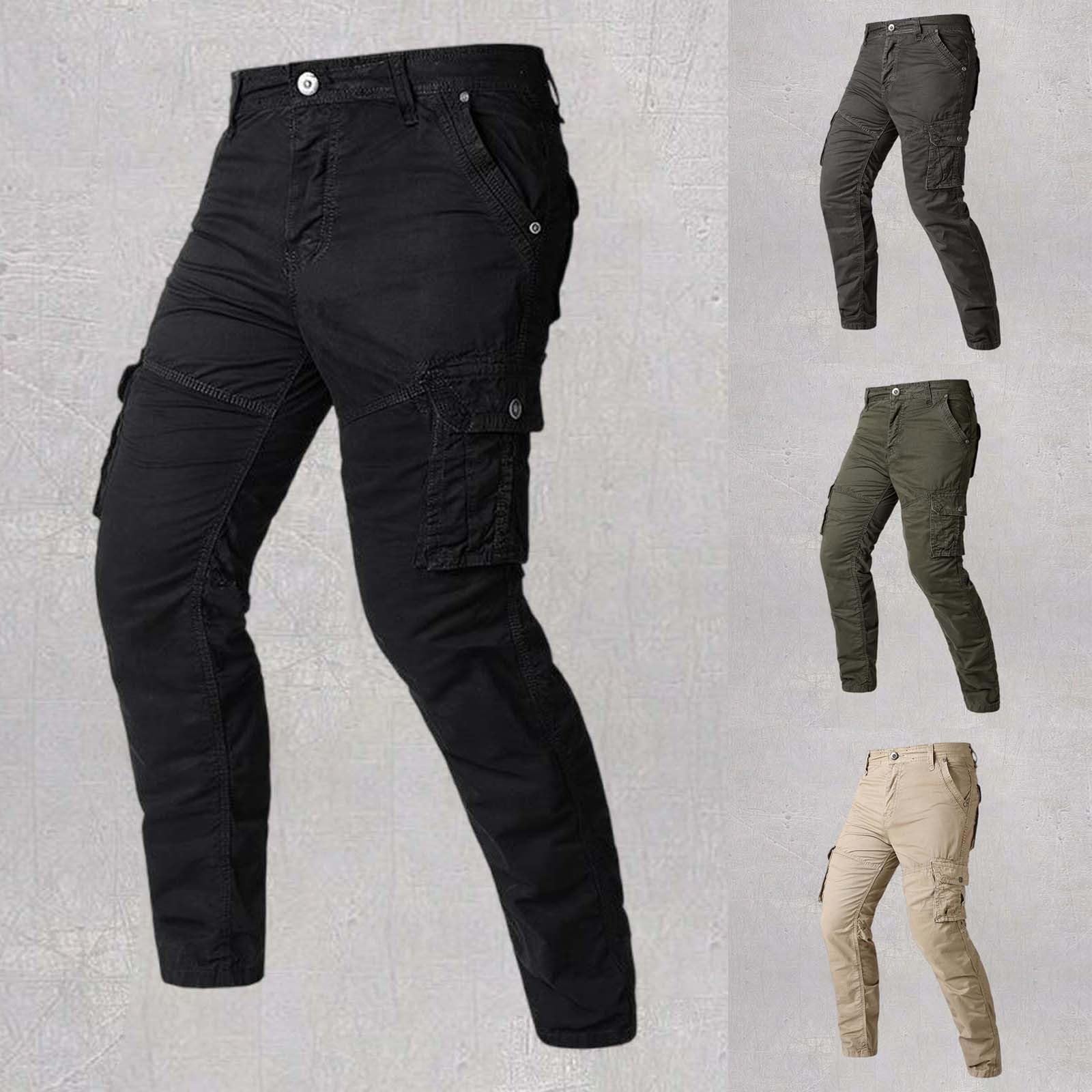 Pantalones cargo largos para hombre, pantalones de trabajo con múltiples bolsillos, pantalones de exterior con botones, pantalones de tela resistentes a la abrasión, pantalones de ocio, ajustados