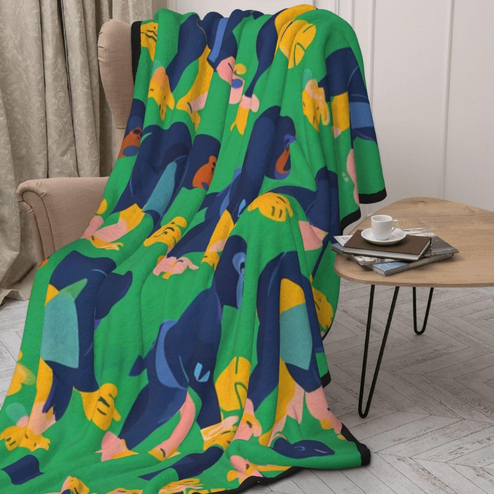 Coperta in flanella a doppio strato stampata con scimpanzé carismatico, 152,4 x 203,2 cm, coperta ponderata per adulti