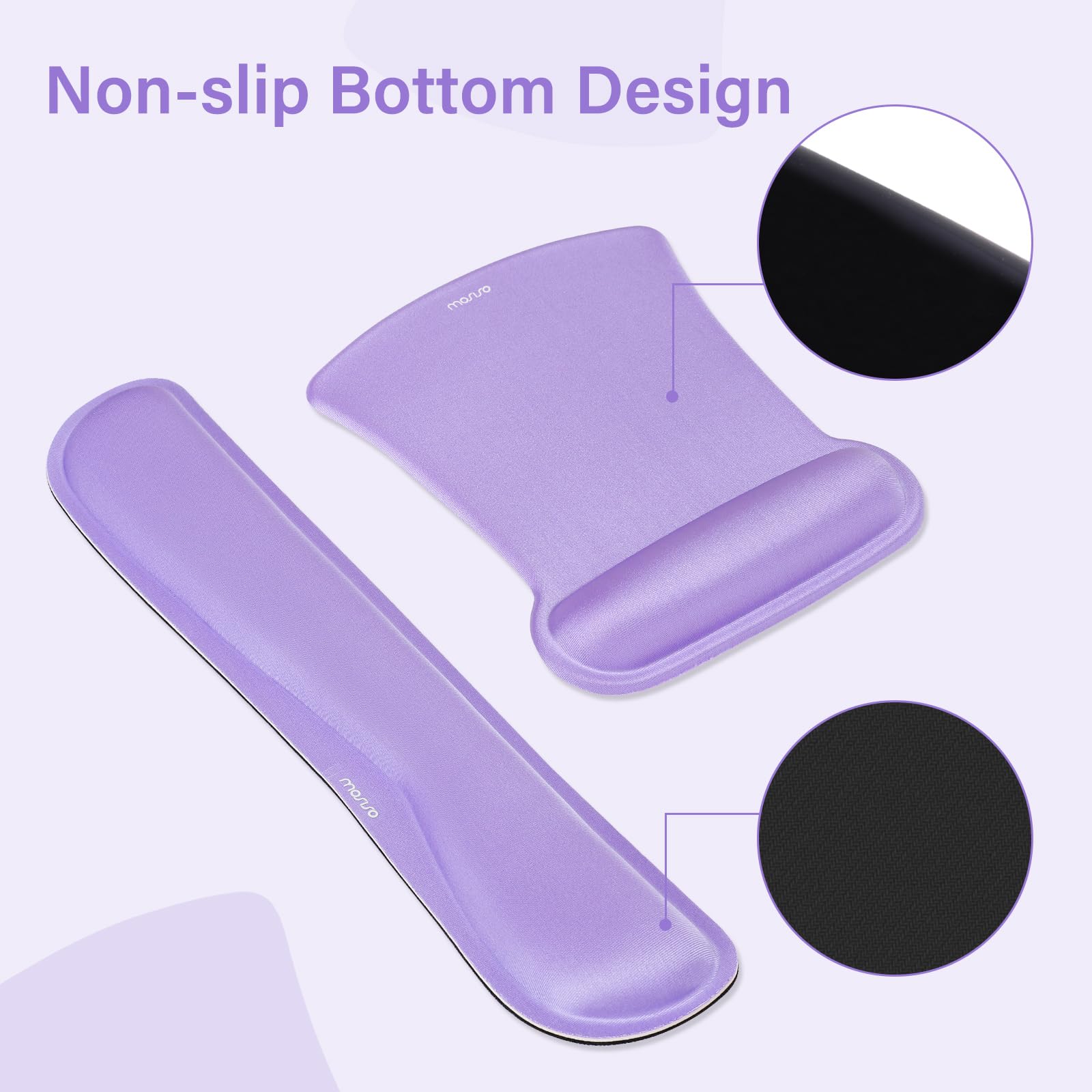 MOSISO Grand Tapis de Souris Gamer avec Repose Poignet, Antidérapant Mémoire Mousse, Violet
