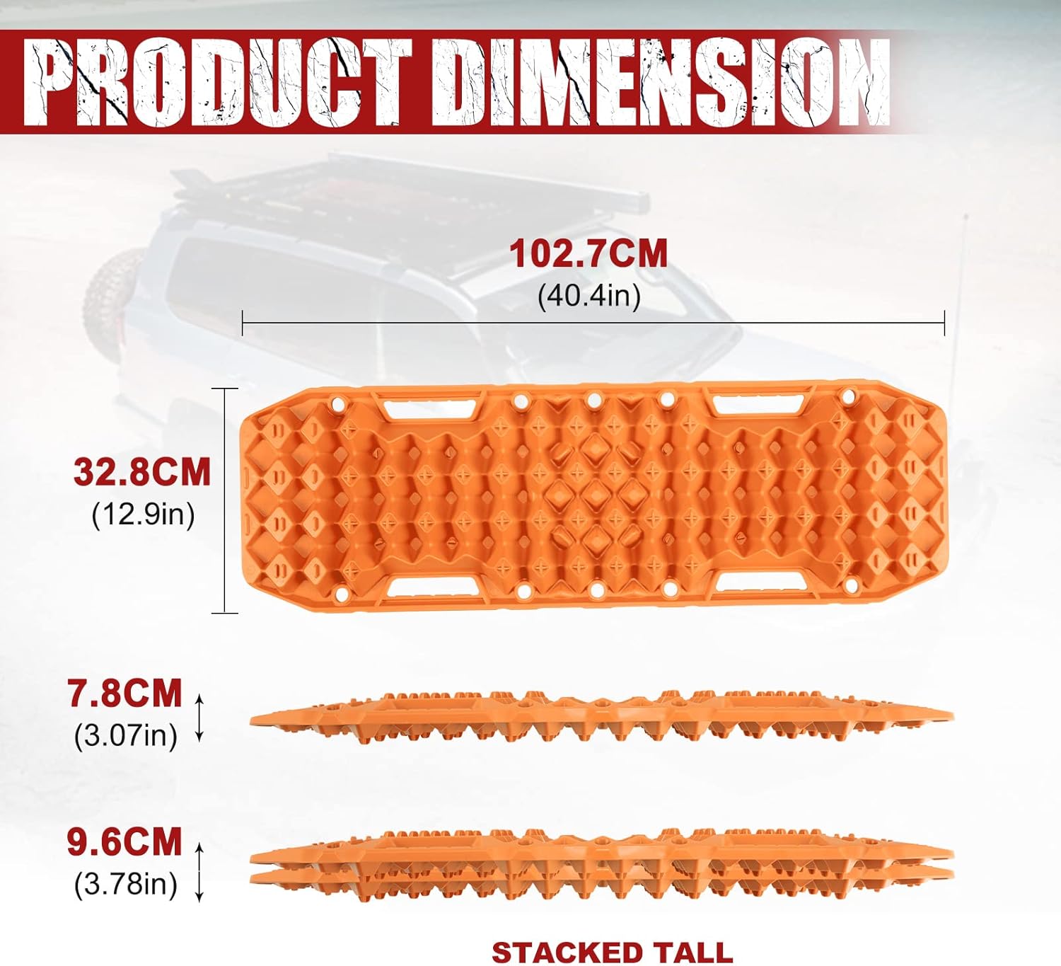BUNKER INDUST Vehicle Offroad Recovery Kit, Pair Traction Boards Orange + 3/16" x 50' Synthetic Winch Rope + Winch Fairlead+ Stopper+Hook for 4WD Vehicle ATV UTV SUV