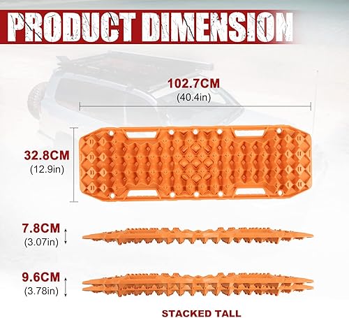 Miniatura 5 de BUNKER INDUST Tablas de tracción todoterreno con base de gato, 1 par de alfombrillas de recuperación para tracción de neumáticos de 4 x 4 Jeep Truck