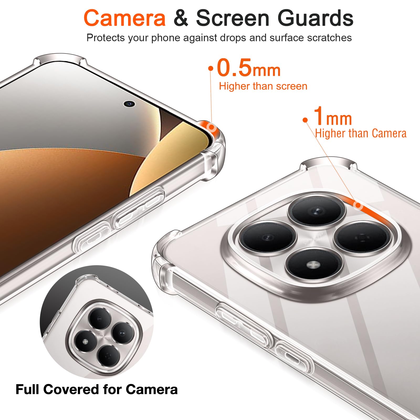 iVoler Cover per Xiaomi Redmi Note 15 Pro 5G (Non per Redmi Note 15 Pro 4G) con 2 Pezzi Pellicola Vetro Temperato, Custodia Antiurto Anti-Graffio Trasparente, Sottile Morbida in Silicone TPU Case