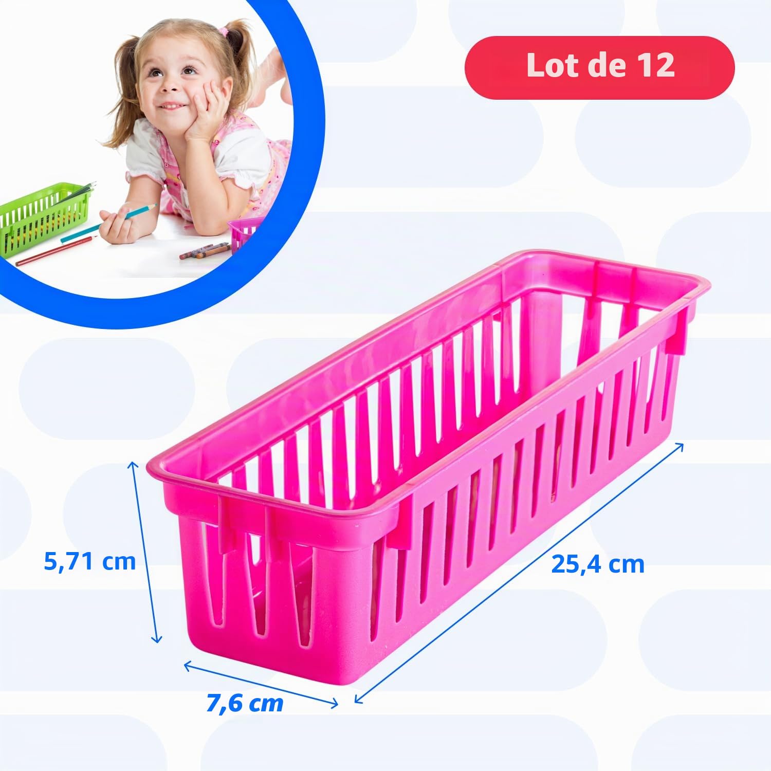 Prextex Range-crayon Prextex pour la salle de classe Panier à crayons ou panier à crayons, couleurs variées (paquet de 12)
