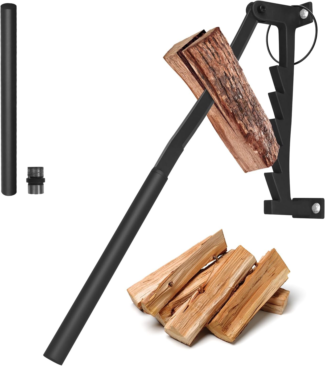 Wall-Mounted Log Splitter - Heavy Duty Firewood Splitter with Steel Construction, Safety Lock, and Easy Installation for Efficient Wood Splitting at Home or Outdoors