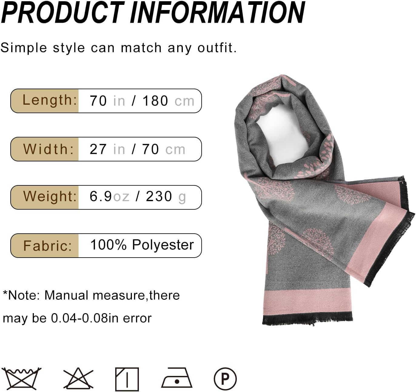 Sumato Scarf for Women Fall Winter Shawl Wraps Long Women Scarves Warm Soft Cashmere Feel Classic Tree Style - Image 5