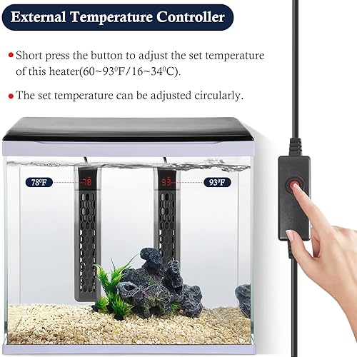 Miniatura 2 de FEDOUR Calentador de acuario PTC de 200 W300 W400 W, calentador de tanque de peces ajustable con controlador de temperatura externo, calentador de
