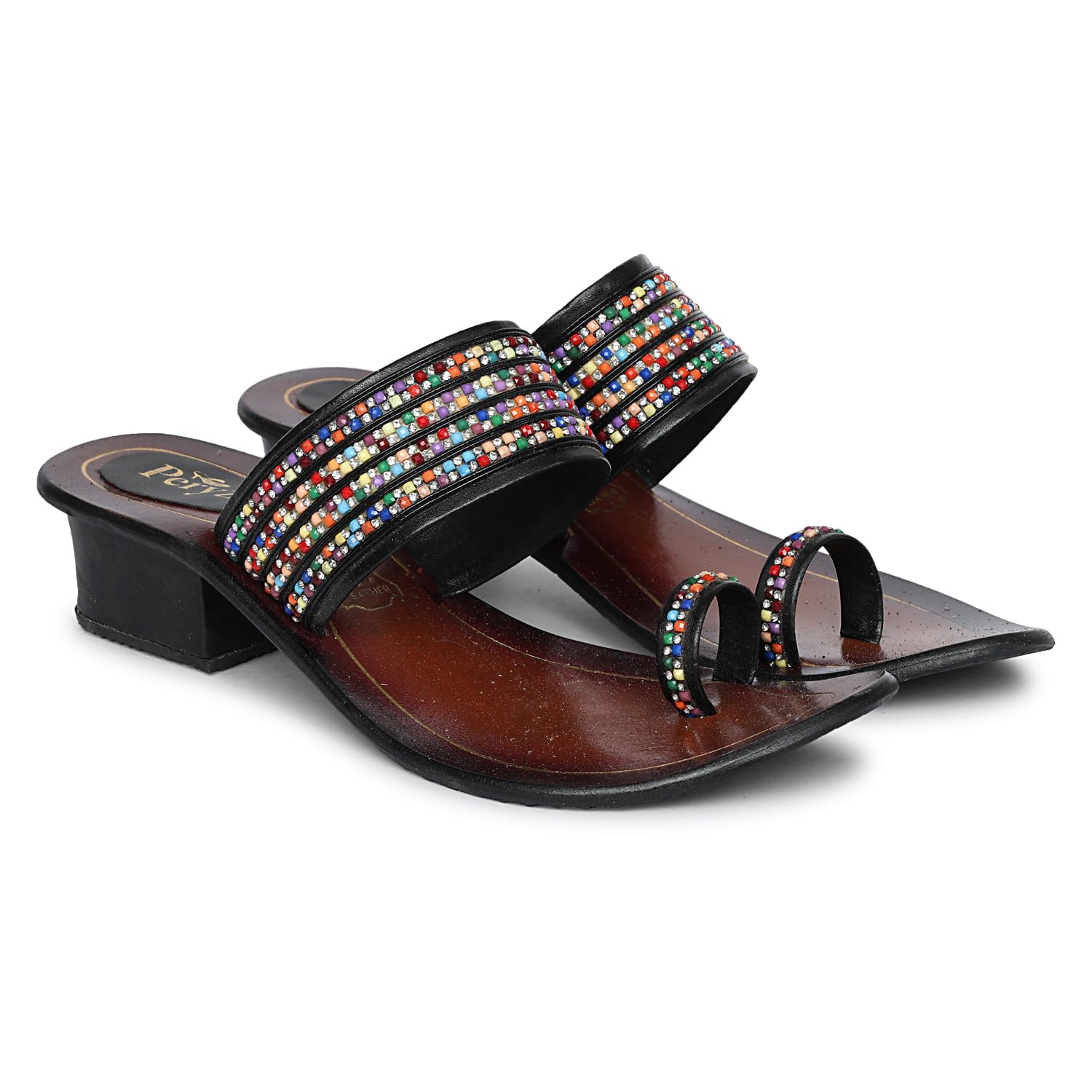 Women's Handcrafted Genuine Leather Ethnic Sandals – Trendy Slip-On Block Heel Footwear for Women & Girls | Stylish, Comfortable Festive & Casual Wear Traditional Chappals-image-46