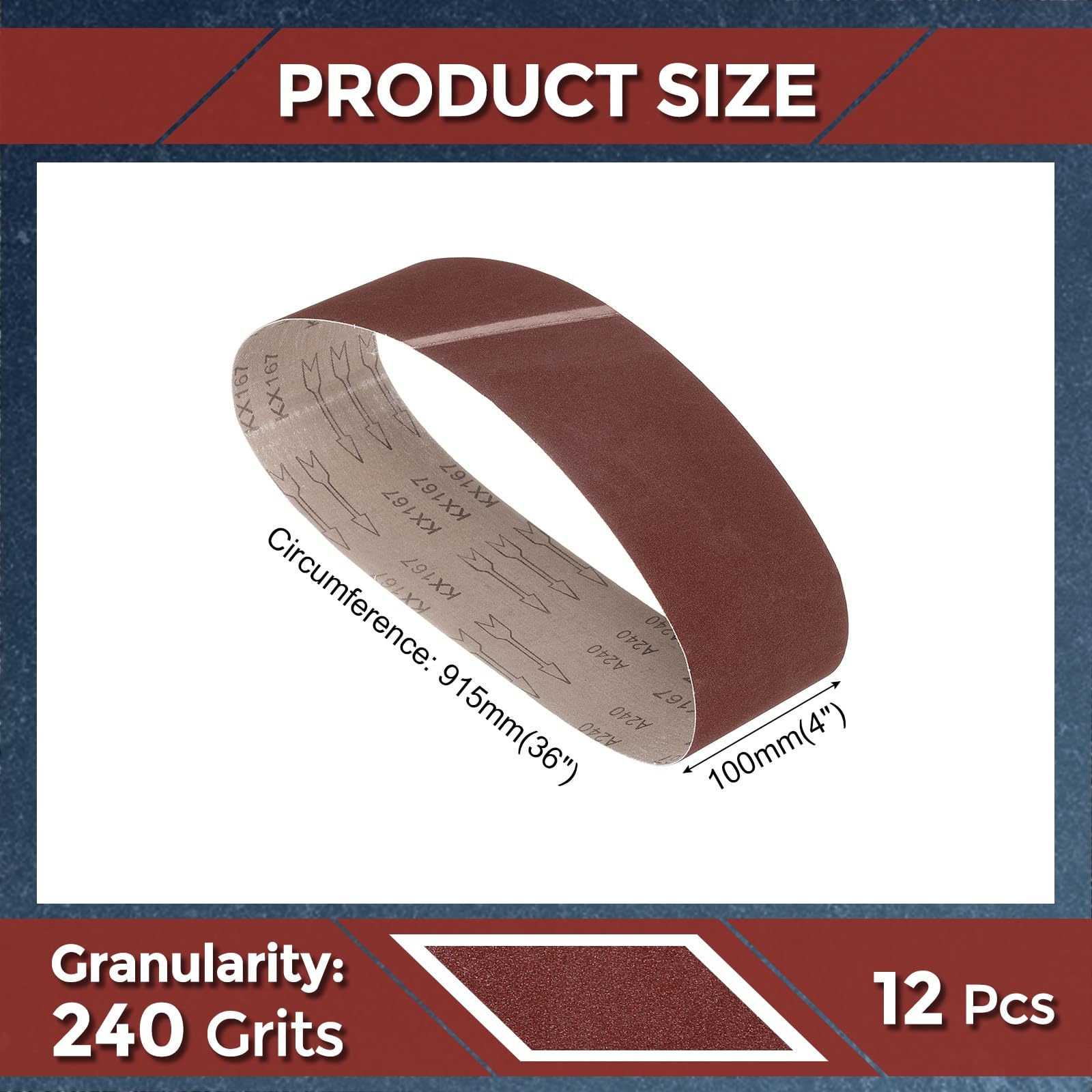 Kozelo 12 Pcs Sanding Belts 100mm x 915mm 240 Grit Aluminum Oxide Abrasive Sandpaper for Belt Sander Metal Grinding Wood Working Weld Rust Removal - Image 2
