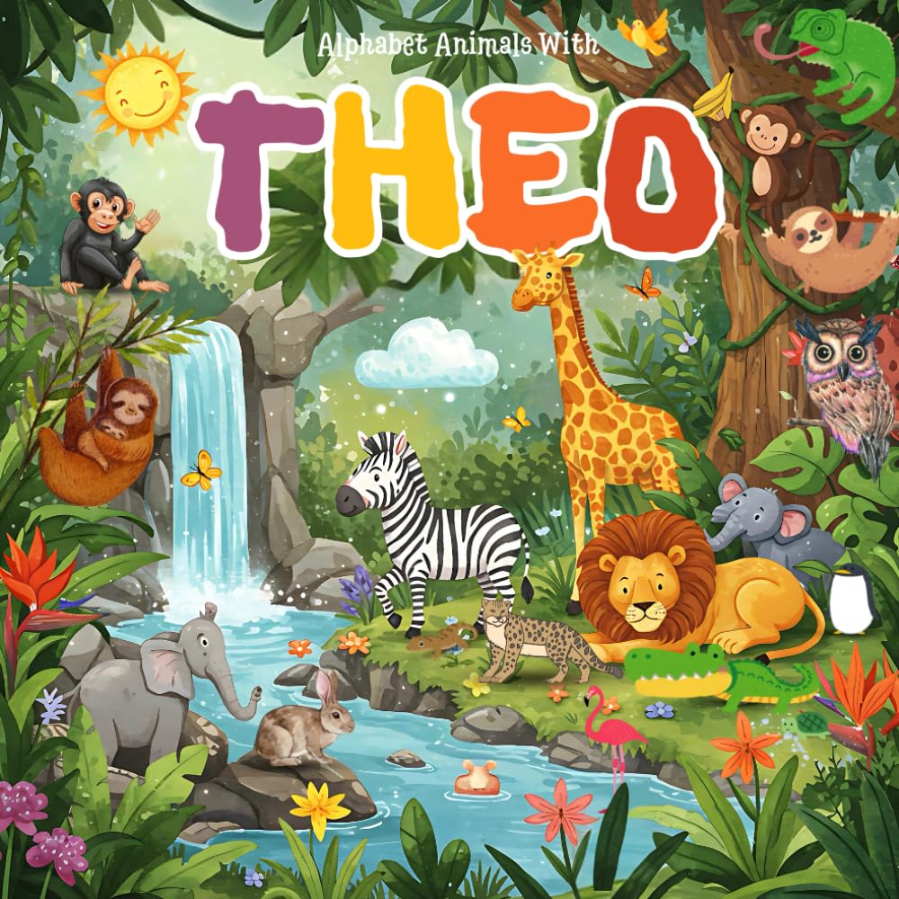 Alphabet Animals with Theo: A Unique Custom Name Book for Theo Featuring Theo's Name in Fun Animal Adventures, Vibrant Illustrations, and Engaging ... name gift and custom theo name book gift