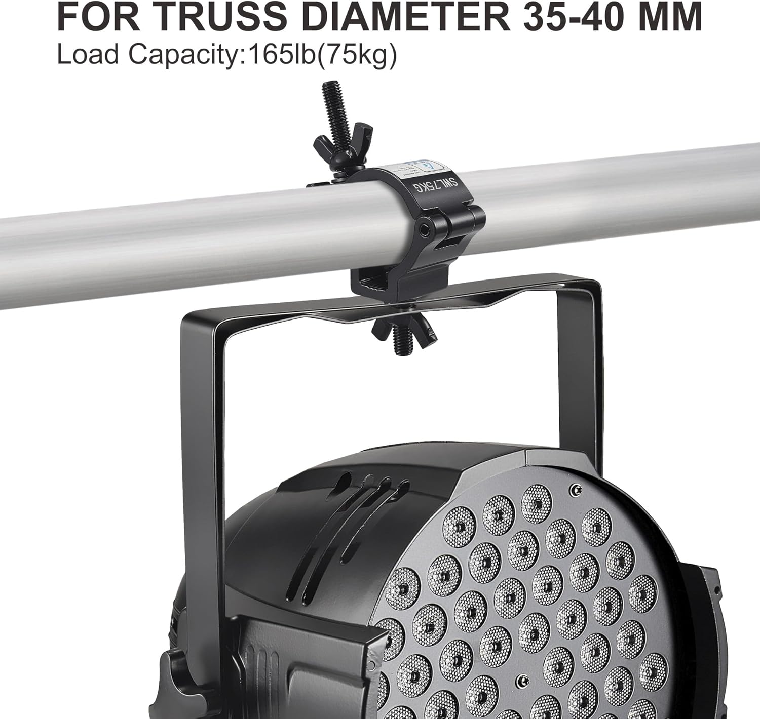Black Stage Light Clamp, 10PCS GZhumin Premium 1.37-1.57 Inch Aluminium Small Size Truss Clamps with TUV Certified, Heavy Duty 165LB Lighting Clamps, Fit for 35-40 mm OD Tube/Pipe