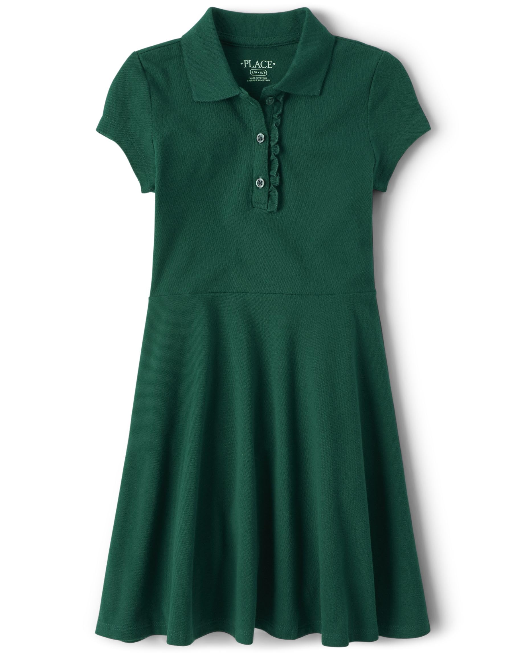 The Children's Place Vestido Polo de Manga Corta con Volantes para niña