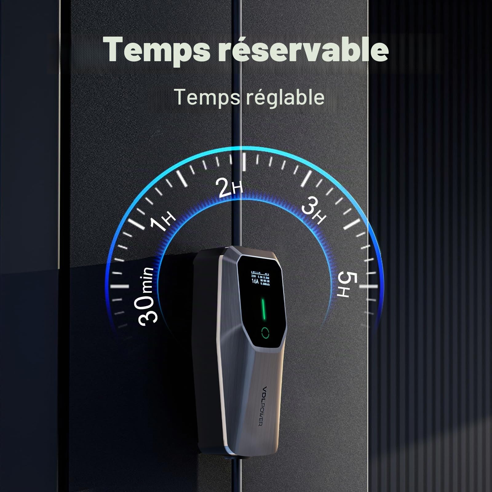Chargeur Voiture Electrique,11KW EV Chargeur Type 2,Câble Type 2 Schuko,Courant réglable [3-phasé][6-16A],Câble de Charge 5M,IP65 étanche,Temps de Charge réglable[30Min-5H]