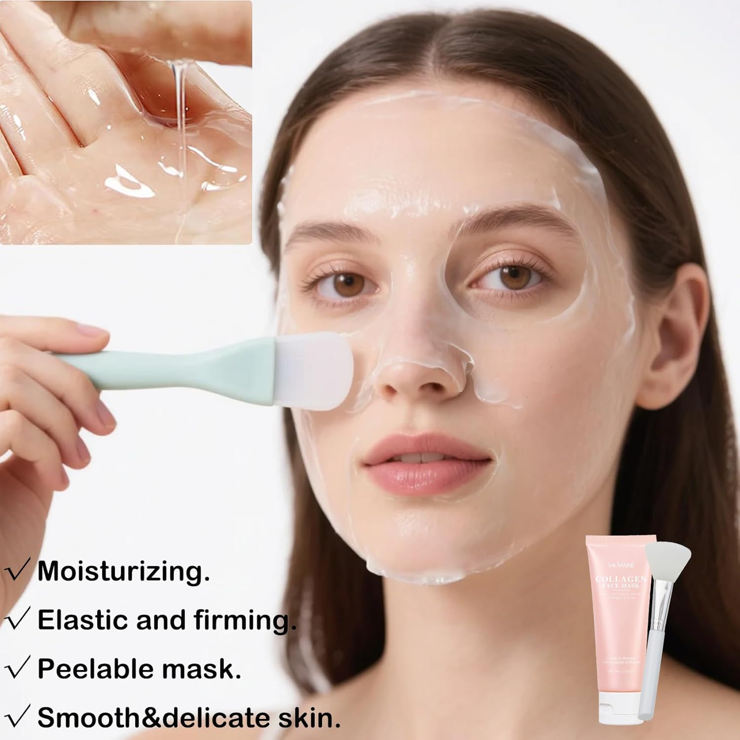 Collagen Overnight Wrapping Peel Off Face Mask - Deep Hydration Care, Reduce Sagging & Dullness, Hydrolyzed Collagen Glass Skin Peel Off Mask, Korean Skincare - Image 3